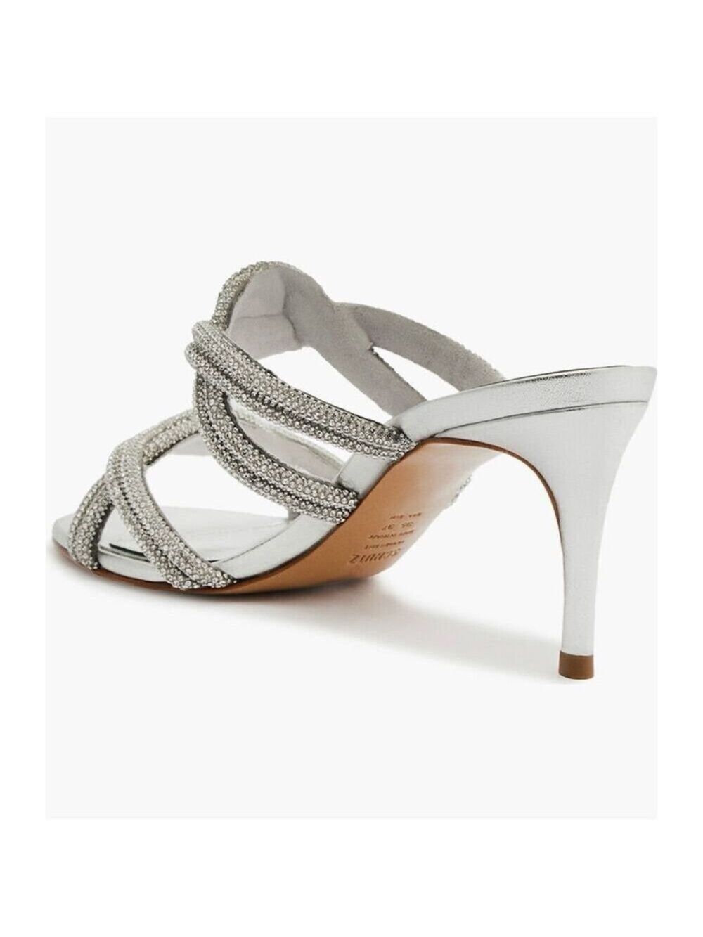 Schutz Women's Silver Jocelyn Mule Sandal with Crystal Embellishments 39.5 - Picture 2 of 5